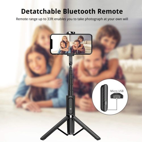 Palo selfie con trípode y mando bluetooth